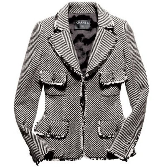 CHANEL 34 Runway Herringbone Wool Blazer ASO KATE MOSS - Picture 1 of 16